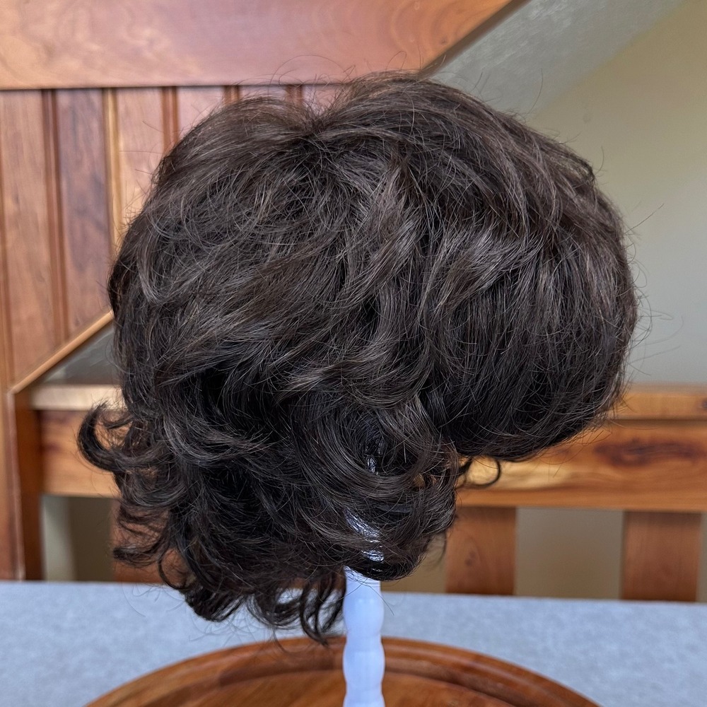 Paula Young Short Curly Layered Brunette Synthetic Wig Medium Brown A5032